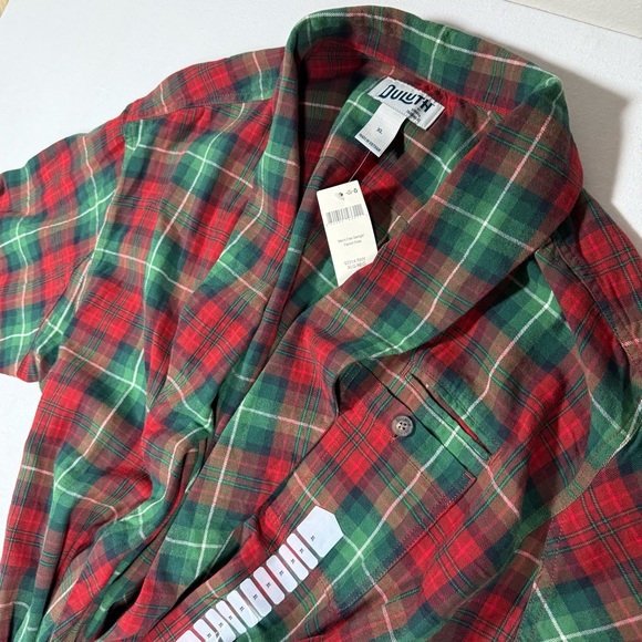 Duluth Trading Co men’s cotton robe Red green plaid - Picture 6 of 10